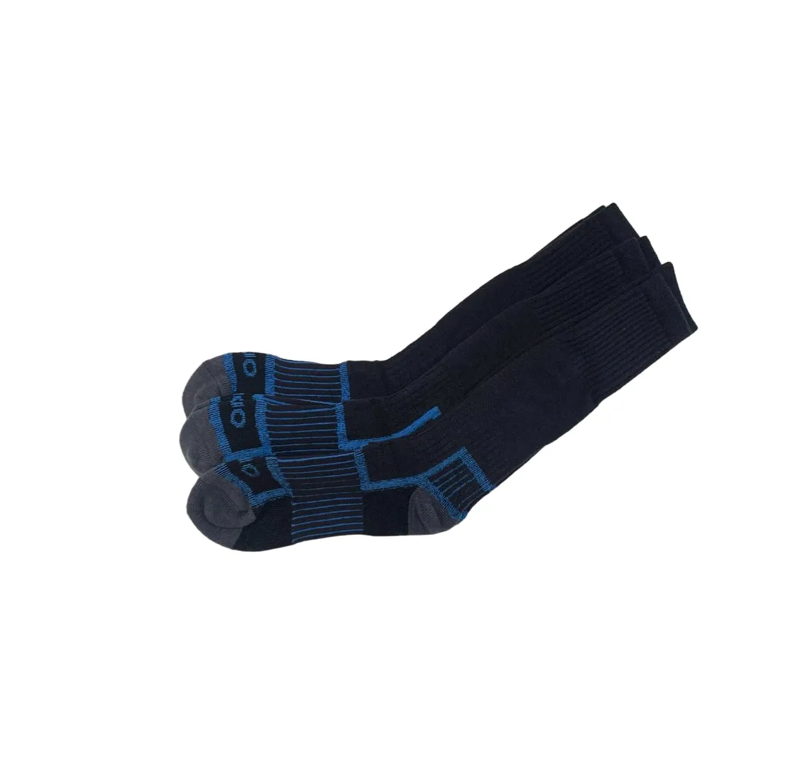 15 X Rio No Hole Reinforced Socks Black/ Grey/ Blue Comfortable Crew