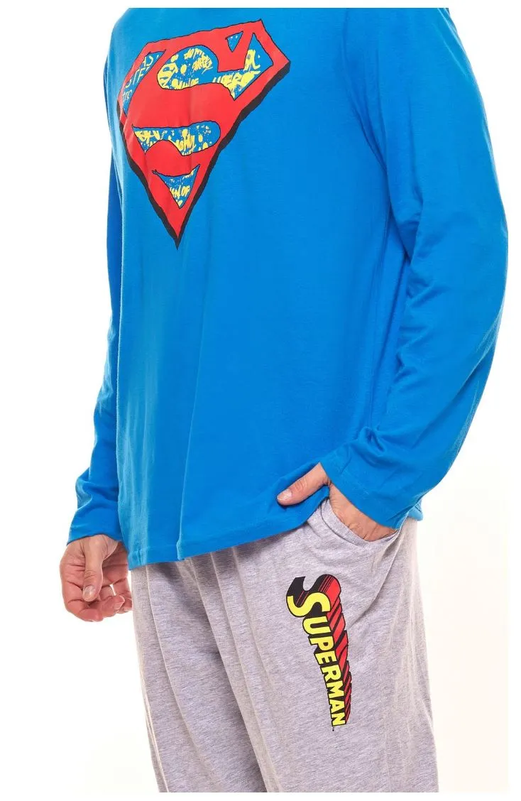 3 x Mens Superman Pyjamas Pyjama Tracksuit Adult Super Man Sleep Set