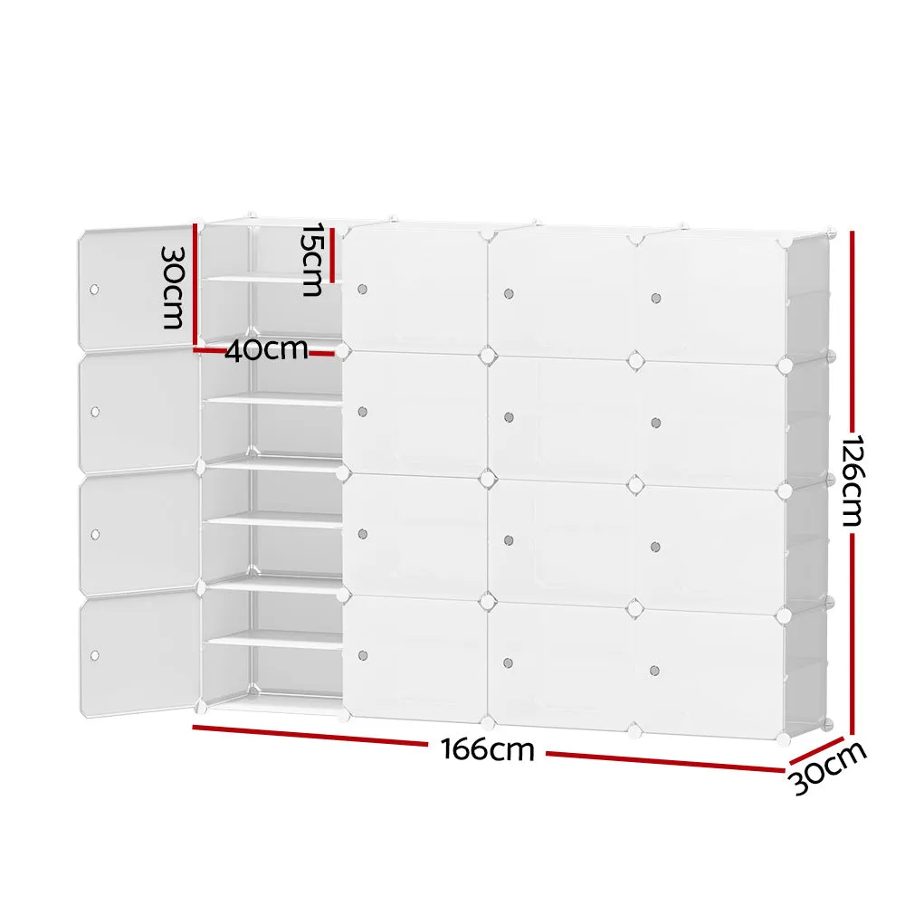 Artiss DIY Shoe Cabinet Shoe Box White Storage Cube Portable Organiser Stand