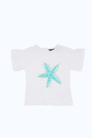 Baby Girls White Seashell Printed T-Shirt