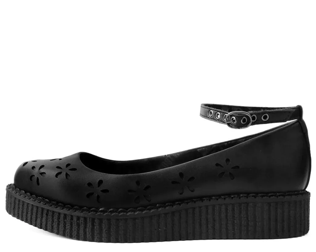 Black TUKskin™ Flower Ballet Ankle Strap Creeper