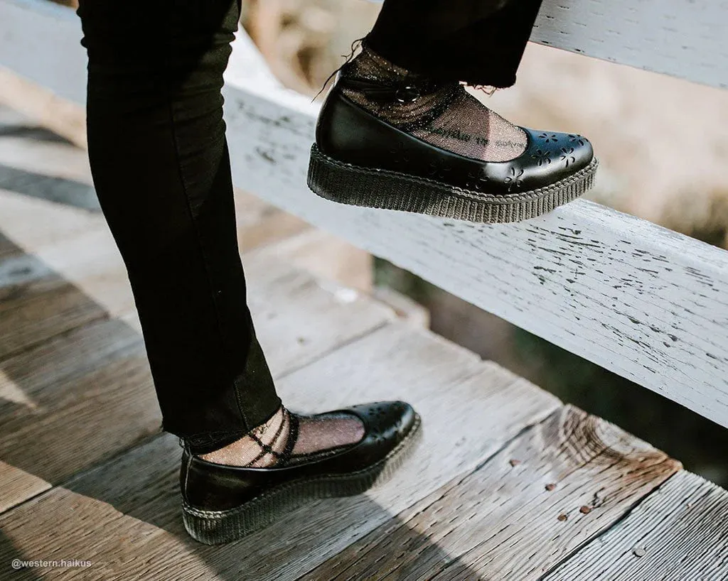 Black TUKskin™ Flower Ballet Ankle Strap Creeper