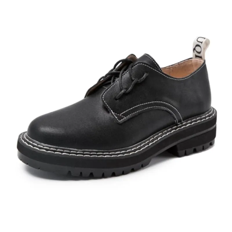 Genuine Leather Wild Thick British Style Oxford Student Shoes