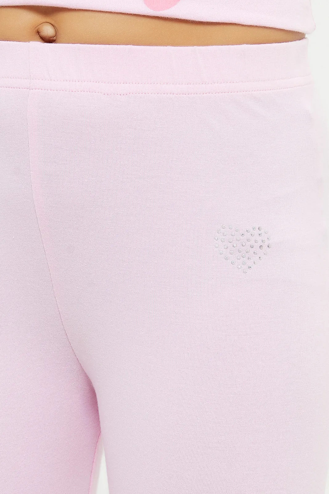 Girls Pink Plain Legging