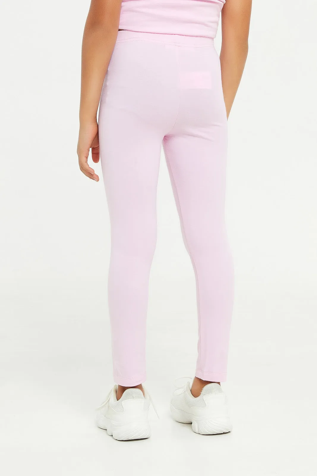 Girls Pink Plain Legging