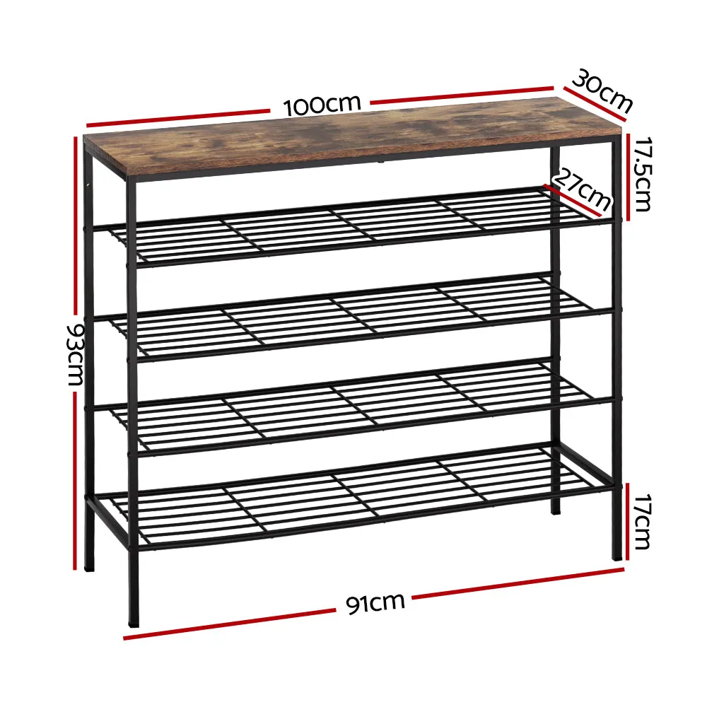 Industrial 5-Tier Shoe Rack 25 Pairs Metal Frame - Artiss