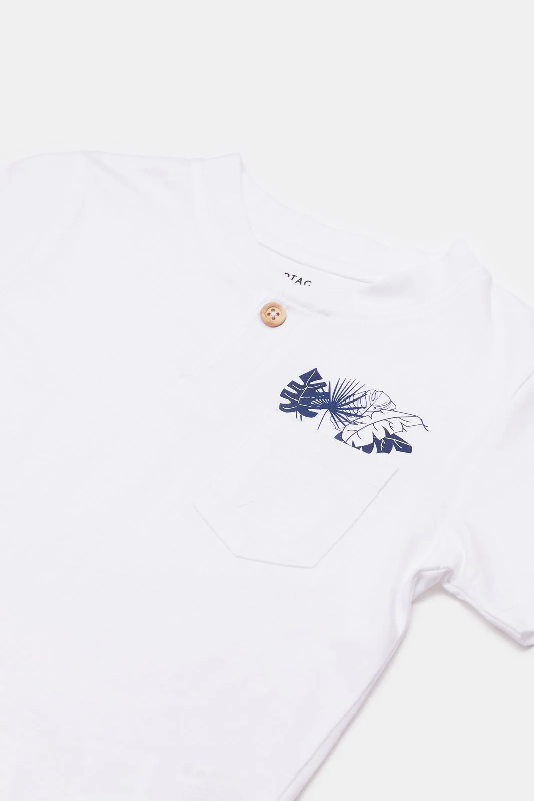 Infant Boys White Novelty Pocket T-Shirt