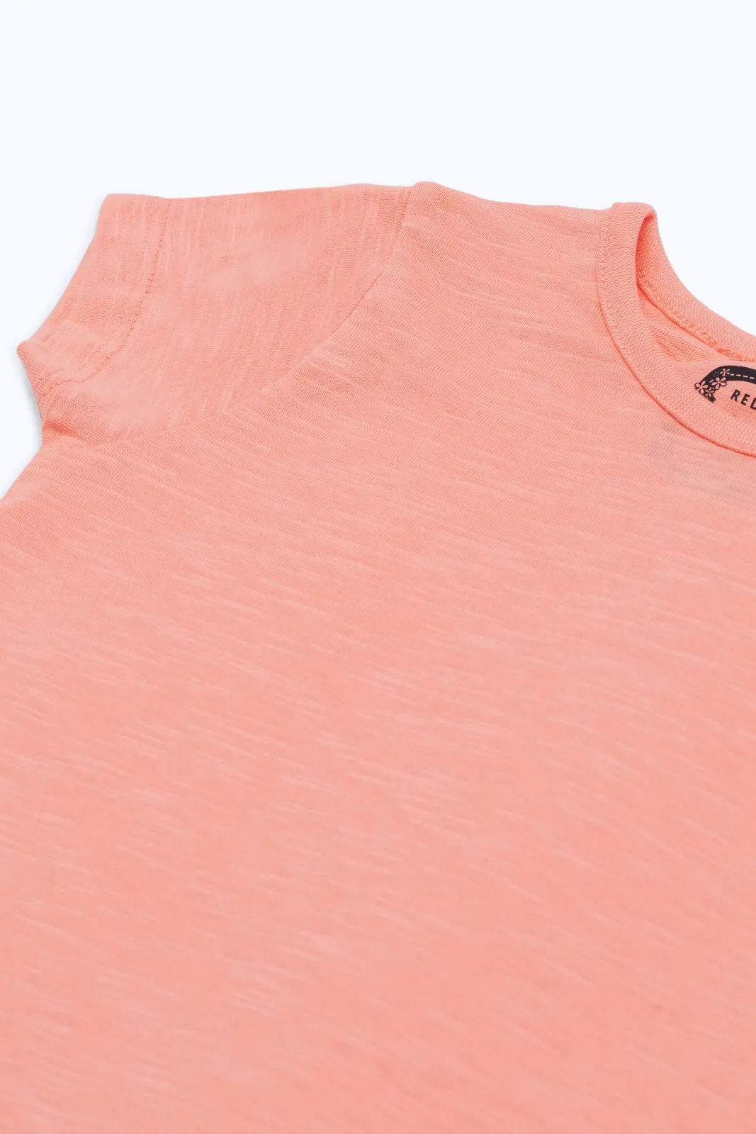 Infant Girls Peach Plain T-Shirt