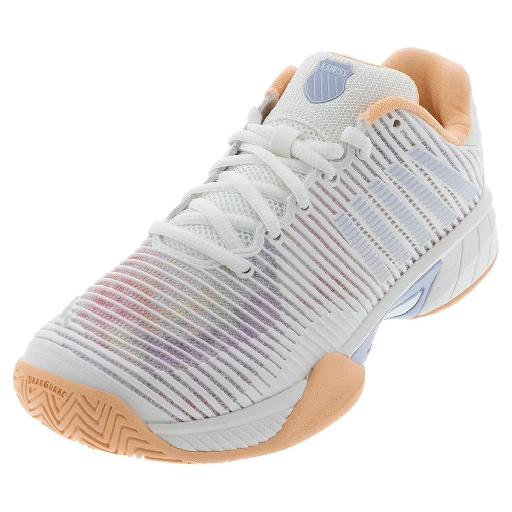 Juniors` Hypercourt Express 2 Tennis Shoes Star White and Peach Fuzz