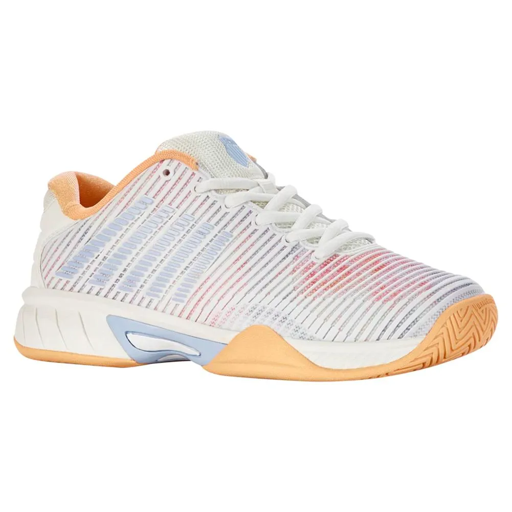 Juniors` Hypercourt Express 2 Tennis Shoes Star White and Peach Fuzz