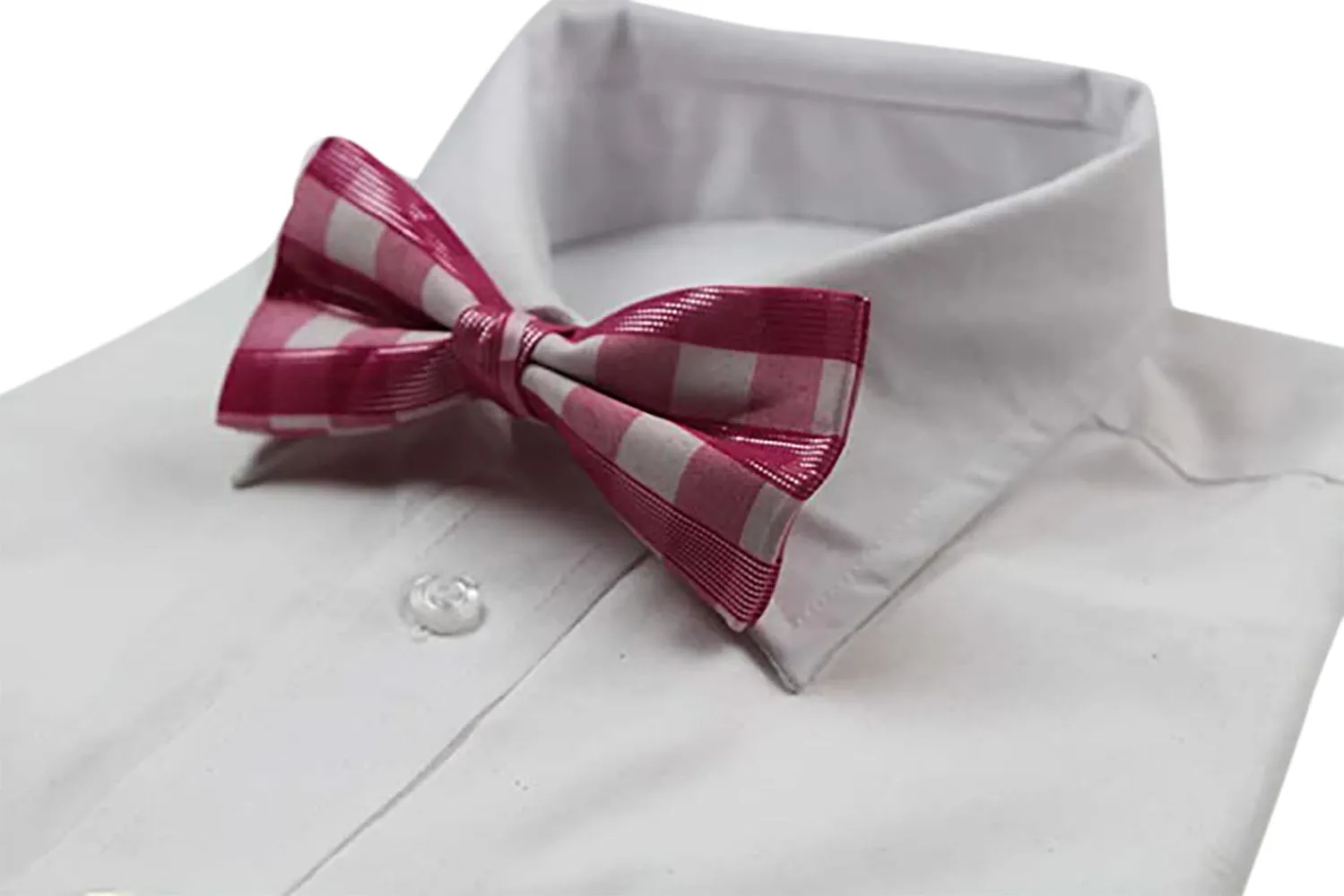 Mens Pink & White Cotton Bow Tie