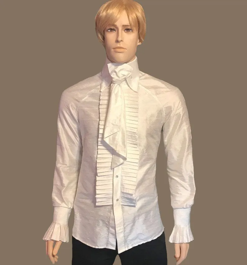 Men's Raglan Sleeve Silk Ruffle Dress Shirt