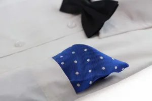 Mens Royal Blue & White Small Polka Dot Silk Pocket Square