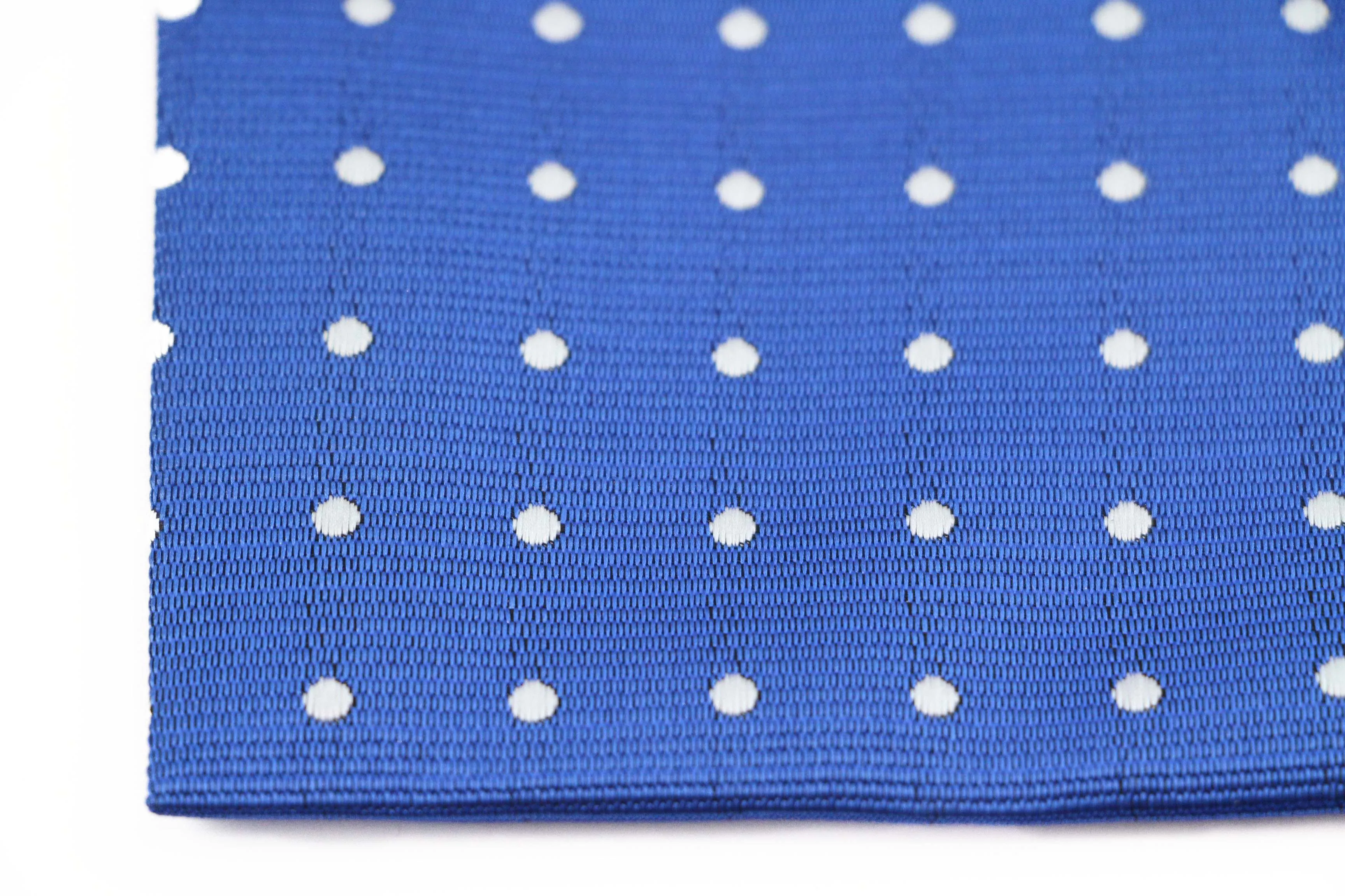 Mens Royal Blue & White Small Polka Dot Silk Pocket Square