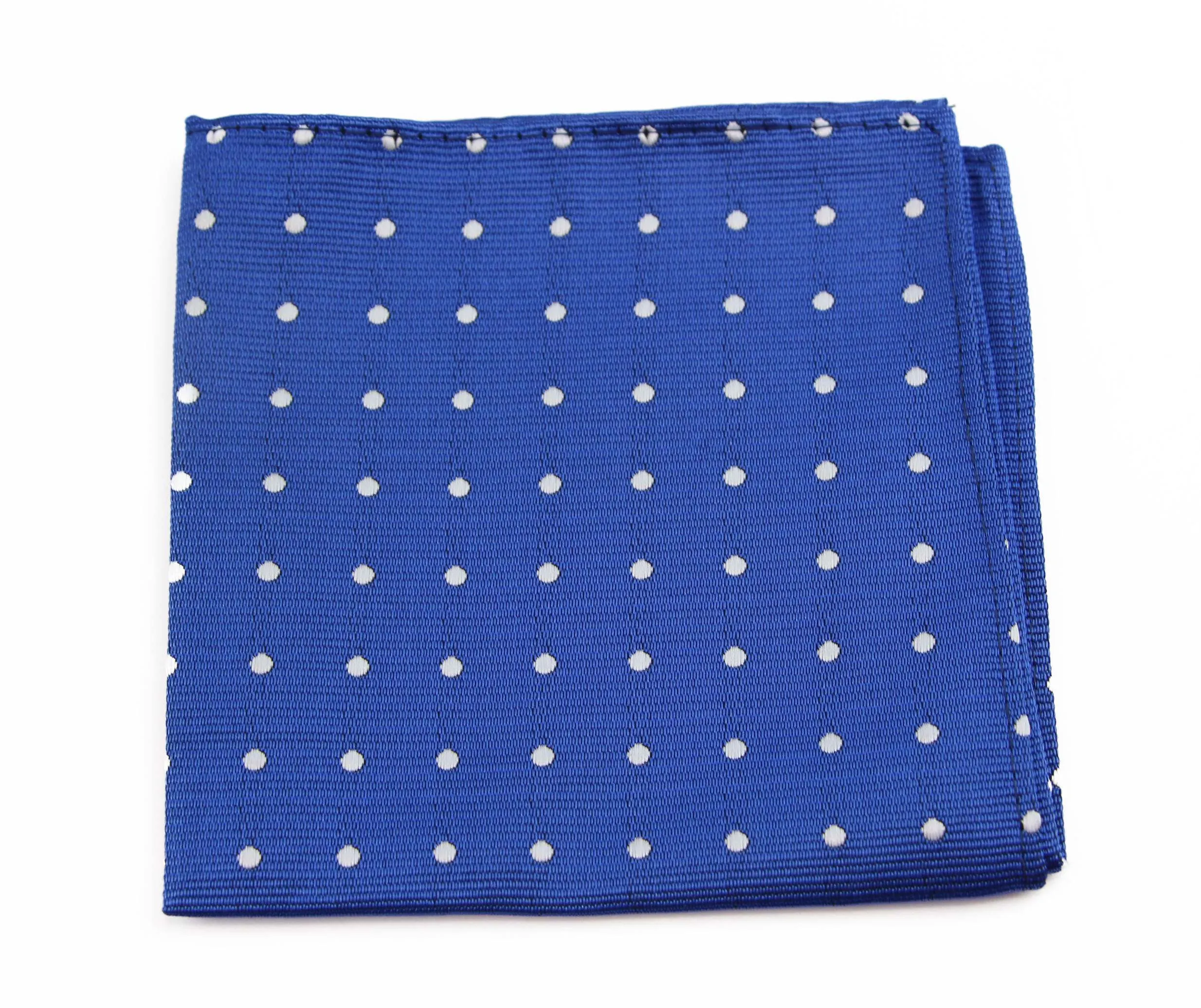 Mens Royal Blue & White Small Polka Dot Silk Pocket Square