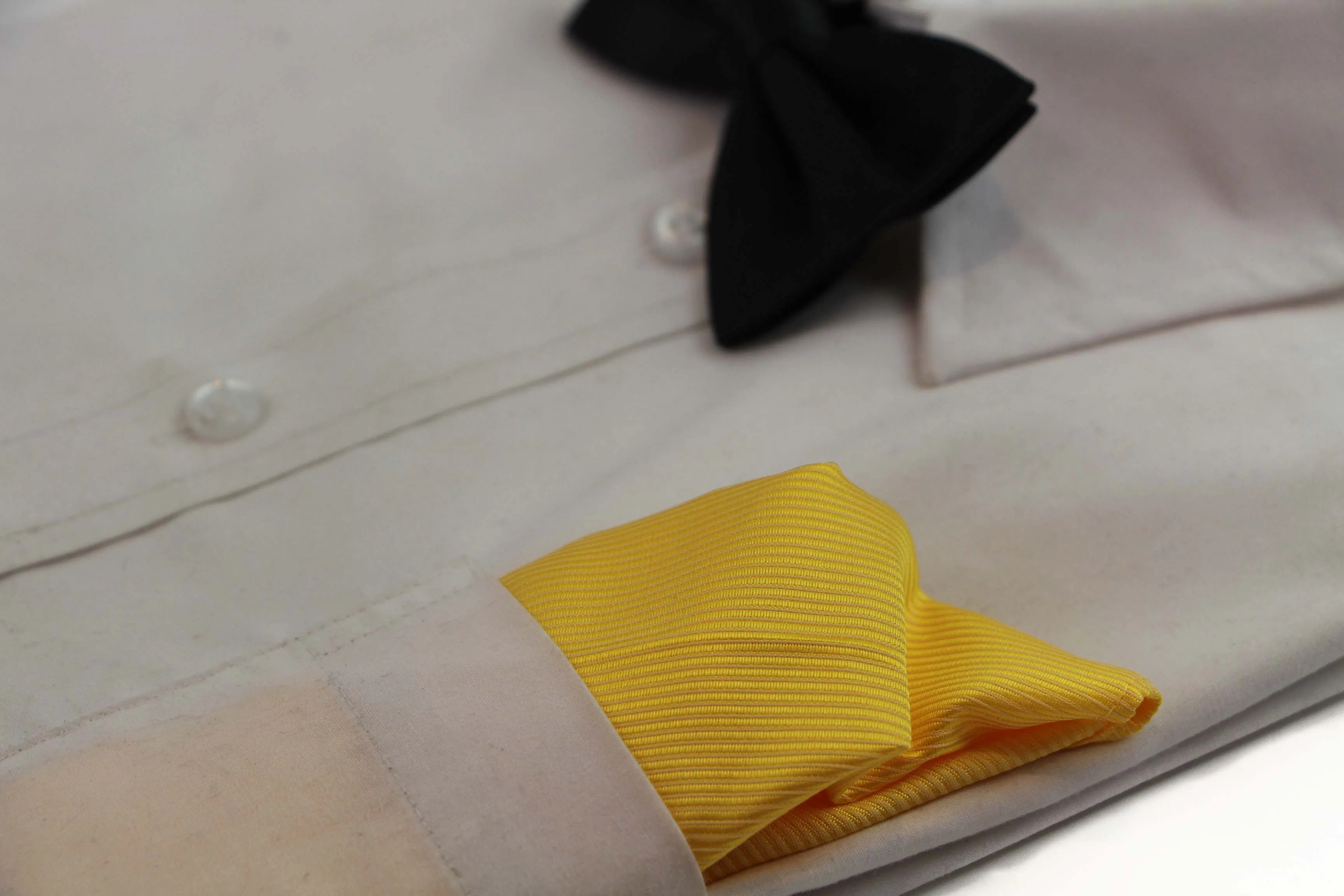 Mens Yellow Striped Silk Pocket Square