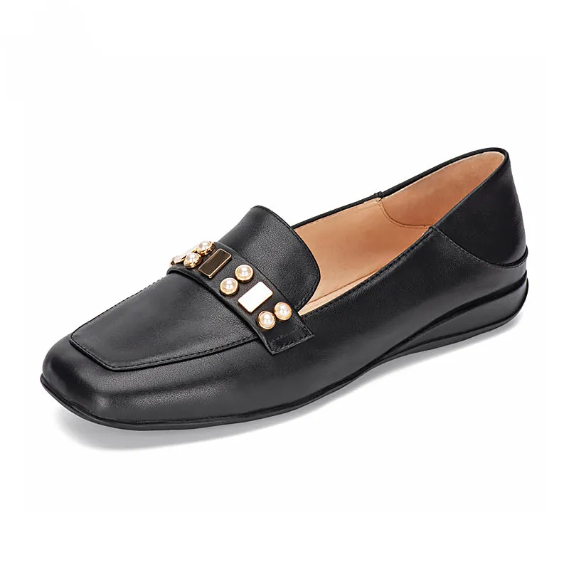 Sequins-Detailed Leather Loafers for Women Black/Blue