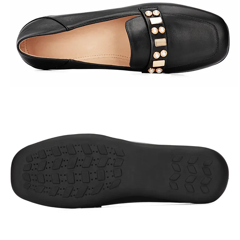 Sequins-Detailed Leather Loafers for Women Black/Blue