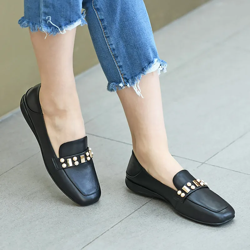 Sequins-Detailed Leather Loafers for Women Black/Blue