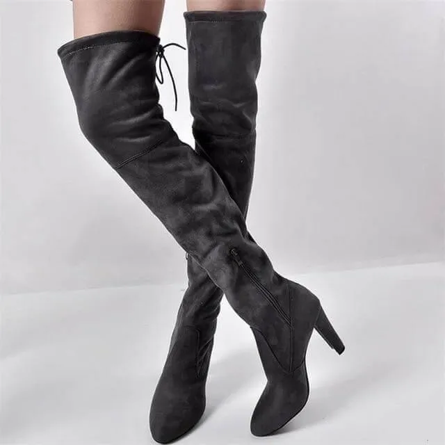 Thick Elastic Boots with Side Zipper