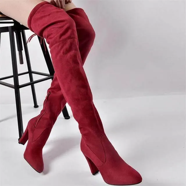 Thick Elastic Boots with Side Zipper