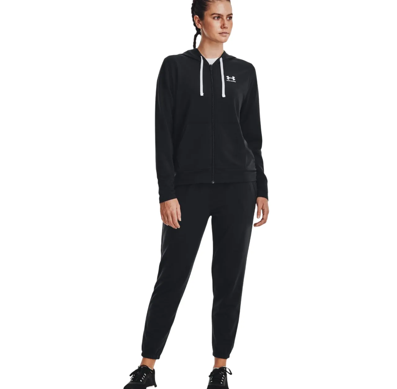 Womens Under Armour Rival Terry Jogger Black Athletic Trackies